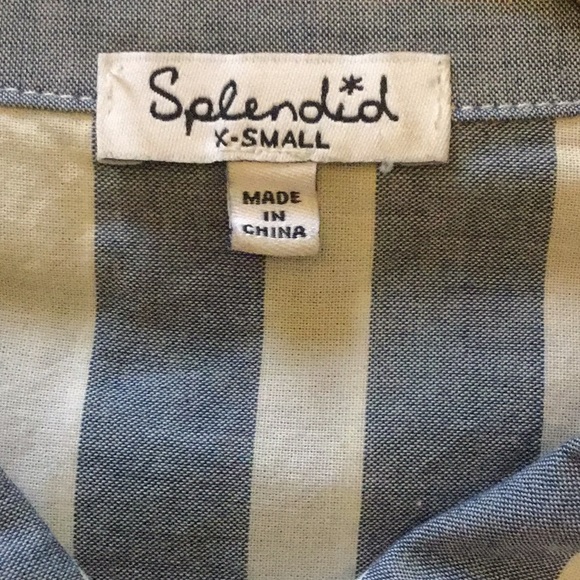 NWOT Splendid stripe cotton chambray button down shirt w convertible sleeves - Picture 7 of 11